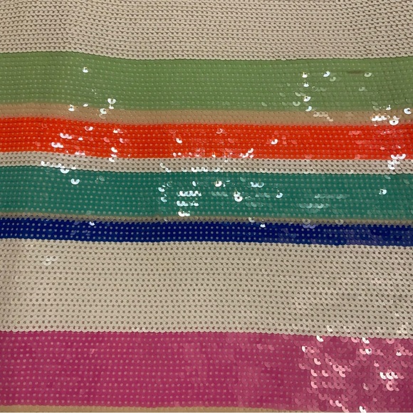 Kate Spade White Pink Cape Multi Stripe Sequin Lined Shift Dress Size 6 Party - Picture 8 of 15